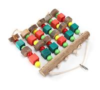 Naroote Grand Bloc à Mâcher en Bois Naturel pour Perroquet - Matériau Durable - Blocs Colorés - Chaînes et Cordes Solides - Attire L'attention du Perroquet - Jouet pour Oiseaux pour Jouer - pour de