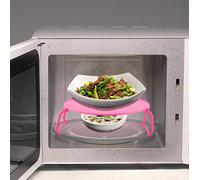 Naroote Grille de Cuisson à la Vapeur Multifonctionnelle en Plastique pour Four à -ondes pour une Cuisson Efficace en Rouge et Vert, Support à Plateaux Pliable pour L'organisation des Aliments dans