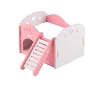 Naroote Hamster Rat Castle 3 Couleurs en Bois et Plastique pour Petits Animaux pour Dormir et Jouer, Nid d'animaux Non Toxique pour Cochon d'Inde, Hamster (Pink)