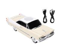 Naroote Haut-Parleur sans Fil ABS Vintage pour Voiture, Bluetooth, 10 W, Portable avec Lumière LED, Lecture USB, Microphone intégré pour la Maison, Le Bureau, Les Voyages, la Voiture (Beige)