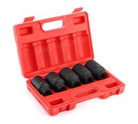 Naroote Jeu de Douilles à Impact Profond 12 Pans pour Cliquet à Entraînement 1/2 Po, Kit D'outils pour écrous en Acier au Chrome Vanadium Noir pour Travaux Automobiles avec étui de Transport