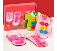 Naroote Jeu de Filetage pour Enfants, Jouet de Laçage en Bois, Apprentissage Précoce, Développement des Compétences de Couture, pour Les Enseignants de la Maternelle, Bois (Fille)