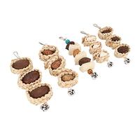 Naroote Jouet à Mâcher en Matériau Naturel pour Perroquet, Feuille de Maïs, Noix, Réduit L'ennui, Oiseau, Os de Seiche, Jouet à Mâcher pour Oiseaux Actifs, Cage Suspendue