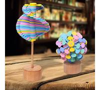 Naroote Jouet Anti-Stress en Bois, Jouet de Sucette Rotative, Gravure 2 Méthodes de Rotation, Développement des Compétences pour l'apprentissage Précoce (Feuilles de Makaron)