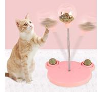 Naroote Jouet de Piste Circulaire pour Chat, Base en Forme d'ours Mignon, Distributeur de Friandises pour Chat, Conception de Nourriture Qui Fuit, Construction Robuste Unique avec Ressort pour (Pink)