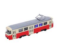 Naroote Jouet de Voiture Merveilleuse Décoration, Modèle en Alliage pour Enfants, avec Son et Lumière, Collection de Cadeaux 3 + (Tramway Classique Rouge)