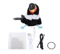 Naroote Jouet Interactif pour Chat Oiseau, Jouets pour Oiseaux Battants, Jouets pour Chaton Activés par Le Toucher avec Herbe à Chat, Sons de Gazouillis Réalistes, USB Rechargeable (Détection des
