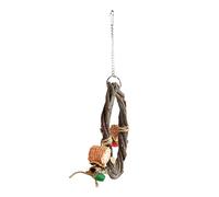 Naroote Jouet Suspendu Perchoir, Branche à Anneau tissé Swing Swing Perch Coloriage Alimentaire en Bois de Pomme pour Oiseau pour Animaux de Compagnie (L)