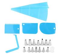 Naroote Kit de Décoration de Gâteaux 20 Pièces, Ensemble de Douilles à Douille Professionnelles, Outil de Sac à Presser la Crème pour les Amateurs de Pâtisserie DIY, Bleu/3 X Grattoirs, 14 X