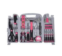 Naroote Kit D'outils 97 Pièces pour Maison Voiture, Ensemble Complet D'outils Main Roseate Testeur Tension Numérique Ciseaux Tournevis Pince Niveau Magnétique Marteau Ruban Mesurer