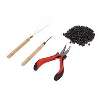 Naroote Kit D'outils Professionnels D'extension de Cheveux, Ensemble de Pinces de Coiffure Durables pour Barbier, Bricolage, Crochet de Traction de Cheveux et Anneaux en Silicone, 4 Pièces (4# 1000