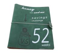 Naroote Livre de Défis D'économie D'argent en Cuir, Planificateur de Budget Réutilisable avec Enveloppes pour Couples et Familles, Matériau Doux et Durable, Système D'épargne de 52 Semaines (GREEN)