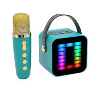 Naroote Machine de Haut-Parleur de karaoké Portable, Mini Ensemble de Machines de karaoké, Puce de Traitement Numérique, Micro RVB Léger, Lumière, Effet Sonore, Réverbération pour la Maison (Green)