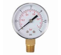 Naroote Manomètre à Cadran de Pression d'eau de Filtre de Piscine de 50 Mm, Barre à Double échelle de Filetage 1/4 NPT, pour Applications Industrielles de Spa de Piscine (1)
