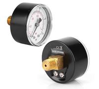 Naroote Manomètre Axial, Composants en Laiton, Connexion Arrière 1/4 BSPT pour une Large Application, Air, Eau, Gaz (0-15psi 0-1bar)