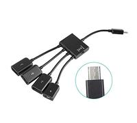 Naroote Micro USB HUB OTG Power Charging Host Cable Cord Reader Converter Adaptateur de Haute qualité Noir pour Disque Dur Mobile Ordinateur Portable E-Books ABS
