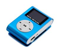 Naroote Mini Lecteur de Musique MP3 Portable, Coque en Métal Durable avec écran LCD, Support de Style Clipsable, Carte TF pour Le Travail, Bleu (Blue)