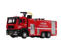 Naroote Modèle de Camion de Pompiers Réservoir d'eau 1/50, Jouet en Alliage Durable avec Pulvérisation d'eau Rétractable pour Enfants de 3 Ans, Rouge, Taille 18.2x5.2x8cm
