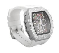 Naroote Montre-Bracelet à Quartz Analogique, Bracelet en Silicone Chronographe Date Montre à Quartz Analogique étanche Mode Lumineuse pour Homme pour Anniversaire (Blanc argenté)