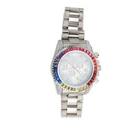 Naroote Montre de Travail de Quartz Analogique, Une Montre Analogique en Quartz Pliante avec Bloc de sécurité, Chronographe pour Un Usage Quotidien (Argent Blanc)