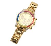 Naroote Montre de Travail de Quartz Analogique, Une Montre Analogique en Quartz Pliante avec Bloc de sécurité, Chronographe pour Un Usage Quotidien (Gold)