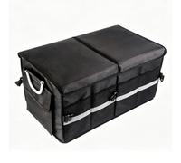 Naroote Organiseur de Coffre de Voiture avec Couvercle 55 L Pliable en Tissu Oxford pour SUV, 3 Compartiments, Sac à Main Pliable, Dessus Empilable, pour (Sans compartiment à chaussures noir grand