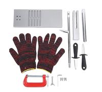 Naroote Ouvre-huître, 5 Positions Réglables, Base en Alliage D'aluminium, Poignée et Lame Renforcées, avec 4 Ventouses, 2 Petits Couteaux, Anti-coupures, Pince G, pour Ouverture