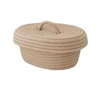 Naroote Panier de Rangement en Corde de Coton, Boîte de Rangement de Bureau Décorative Douce pour la Peau avec Couvercle pour Chambre d'enfant (Kaki)