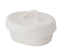 Naroote Panier de Rangement en Corde de Coton, Boîte de Rangement de Table Légère Faite à la Main Multi-usages avec Couvercle pour Chambre d'enfant (Blanc Laiteux)