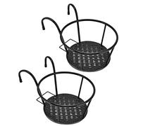 Naroote Panier Suspendu, Lot de 2 Supports de Pots de Fleurs en Fer avec Revêtement Antirouille épais, Jardinière Ronde pour Balustrade de Balcon, Idéal pour la Décoration de Jardin, Clôture,