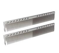 Naroote Peigne Métallique pour Hommes, Peigne de Coupe de Cheveux, Coiffeur 2pcs en Acier Inoxydable Professionnel 20 X 2,8 Cm avec Dents Denses et Clairsemées pour le Salon et la Maison (SILVER)