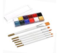 Naroote Peinture pour le Visage, le Visage Peint 12 Couleurs avec 6 Pcs Pinceau de Peinture pour le pour l'enseignement de Dessin coloré, Même le Maquillage de Scène