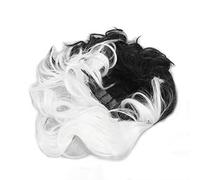 Naroote Perruque Courte Ondulée Mi-noire Mi-blanche pour Femmes, Douce et épaisse pour les Fêtes, Halloween et la Vie Quotidienne, Cheveux Synthétiques Haute Température