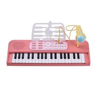 Naroote Piano à Clavier électronique 37 Touches adapté aux Débutants avec 7 Tonalités et 8 Groupes de Batterie, Piano à Clavier avec Pupitre/microphone Double Mode D'alimentation pour un (PINK)
