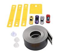 Naroote Piste de Voiture de Course Flexible, Jouet alimenté par gravité Personnalisable avec 4 Voitures pour Enfants âgés de 3 à 10 Ans, Piste de Course en Plastique Portable pour en (Black)