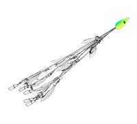 Naroote Plate-Forme de Pêche Parapluie à 12 Lames, Leurre Multiple avec émerillons pour Les Amateurs de Pêche au Bar, Acier Inoxydable Durable, 5 Bras, 1.2oz (Green)