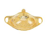 Naroote Plateau de Service Décoratif en Métal avec Couvercle et Poignées | Style Vintage, Finition Dorée, Couvercle scellé pour Collations, Rangement Anti-poussière, Conception à Double poignée.