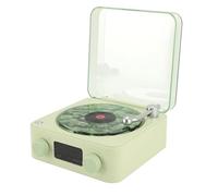 Naroote Platine Vinyle Bluetooth Waves, Enceinte Bluetooth Rétro Portable avec Veilleuse et Affichage de L'heure, Effet Sonore Stéréo, pour Chambre à Coucher, Salon, Bureau (Green)
