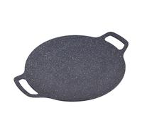 Naroote Poêle à Barbecue Ronde Coréenne, Antiadhésive, Résistante aux Rayures, Ustensiles de Cuisine Multifonctionnels pour le Camping, Noir (34 cm)