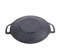 Naroote Poêle à Barbecue Ronde Coréenne, Antiadhésive, Résistante aux Rayures, Ustensiles de Cuisine Multifonctionnels pour le Camping, Noir (38 cm)