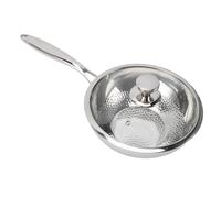 Naroote Poêle à Frire Saine en Acier Inoxydable 316, Triple Couche, Grain de Marteau pour Faible Teneur en Huile et Fumée, Poêle à Frire pour la Cuisine 8,9x3,1 Pouces