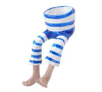 Naroote Pot de Plante Créatif Demi-Corps avec Pantalon à Rayures Bleues et Blanches, Mini Pot de Fleur Succulent en Résine Amusant pour Bureau Intérieur et Extérieur