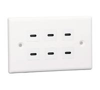 Naroote Prise USB Robuste en ABS à 6 Ports, Prise USB Blanche pour Postes de Travail Professionnels