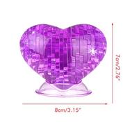 Naroote Puzzle éducatif 3D en Cristal Modèle Cœur pour Résolution de Problèmes et Activités de Fête, Cadeau Parfait pour Les Enfants de 14 Ans et Plus - Matériau GPPS, Rose/Bleu Clair/Violet, 8 X 5