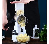 Naroote Râpe à Légumes Rotative Multifonctionnelle avec 3 Lames pour Trancher Rapidement, Outil de Cuisine Domestique pour Spirales et Râpes Uniformes, PP + Acier Inoxydable, Blanc