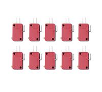 Naroote Remplacement Rouge Durable de Micro Interrupteur de Bouton Poussoir de 3 Broches pour le Jeu D' pour les Fans de Jeu D' en Plastique Métal Rouge 10 Pièces