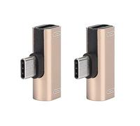 Naroote Répartiteur de Convertisseur de Type C 2 en 1, Adaptateur de Chargeur Compact en Aluminium pour écouteurs - 2 Pièces (Gold)