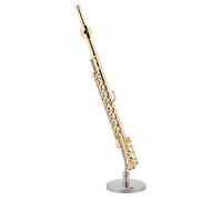Naroote Réplique de Flûte Dorée Miniature, Artisanat Exquis pour Décoration de Salle de Musique et Cadeau pour Enfants ou Musiciens, Support en Laiton et étui en Bois Inclus pour Affichage de Bureau