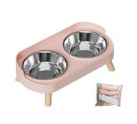 Naroote Rose Cerise Ensemble de Gamelles Surélevées pour Chiens, Gamelles Surélevées pour Nourriture et Eau pour Chien avec Deux Bols en Acier Inoxydable de 400 ML