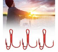 Naroote Rouge en Acier à Haute Teneur en Carbone 100pcs Crochets Triples de Pêche Forte Résistance à la Corrosion Pointe de Crochet Incisive pour Les Amateurs de Pêche, 100 X 6# (8# Rouge (100